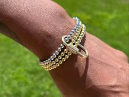 Bracelet doré à perles, superposable, avec breloque