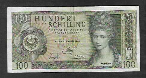 Banconote: Austria  100   Schillig  1969 – Usato da Gordola venduto da coinsandnotes