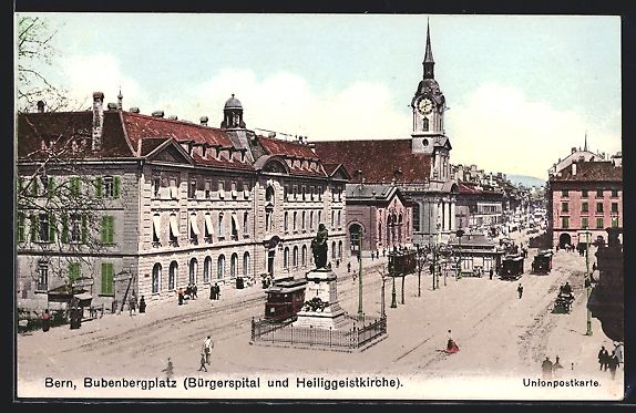 Cartoline postali: Bern, Bubenbergplatz mit Bürgerspital u – Usato da Berlin venduto da bartko-reher