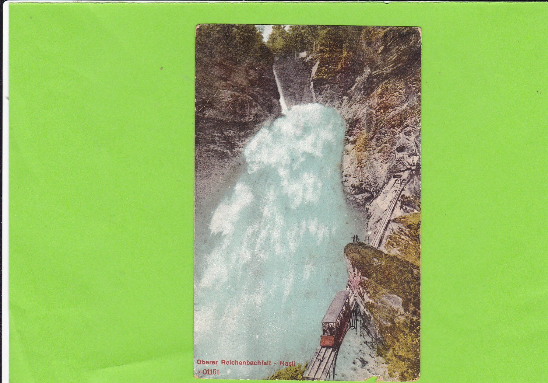 Cartoline postali: Oberer Reichenbachfall. Hasli. Bahn-Stempel ERIZ (BERN) – Usato da St. Peterzell venduto da neckertal
