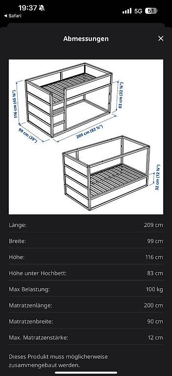 Ikea Letti: IKEA Kinder Hochbett – Usato da St. Gallenkappel venduto da nar_wns9 3