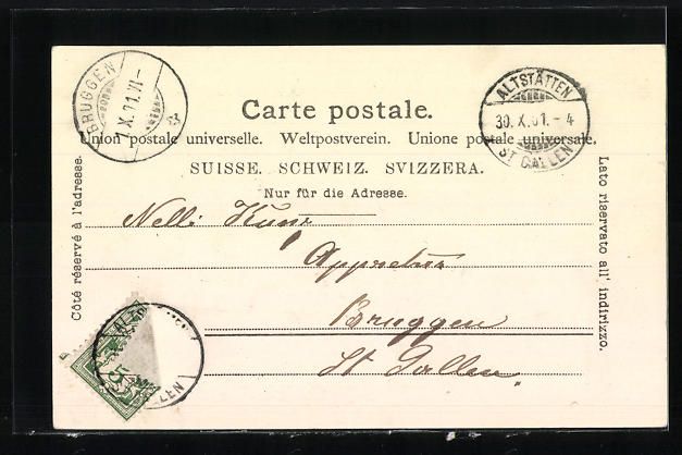 Cartoline postali: AK Altstätten, Stadtpanorama, 1901 – Usato da Berlin venduto da bartko-reher 1