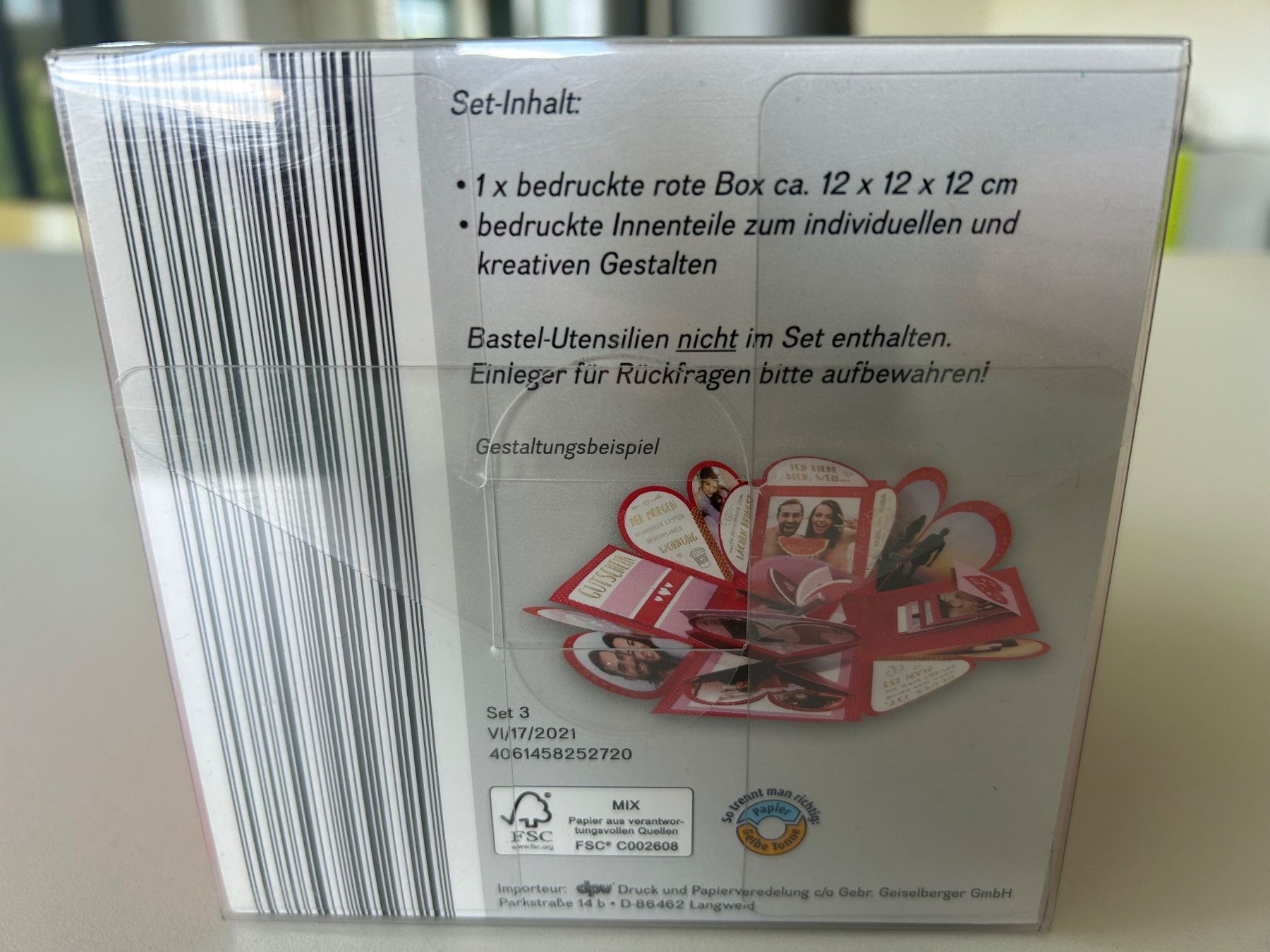Kit bricolage: Geschenk Box rot, neu:  DIY Explosions-Geschenkbox Casa Deco – Nuovo e nell'imballaggio originale da Neuendorf venduto da Juhlin01 4