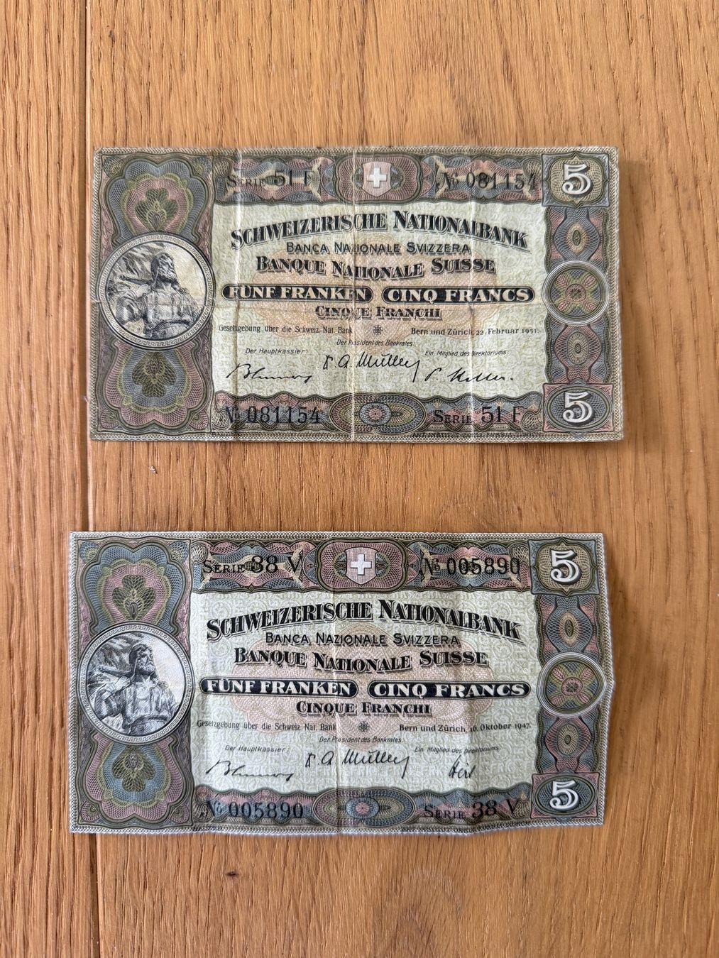 Banconote: Banknote 5 Schweizer Franken 1947 – Usato da Egg b. Zürich venduto da Burrito1