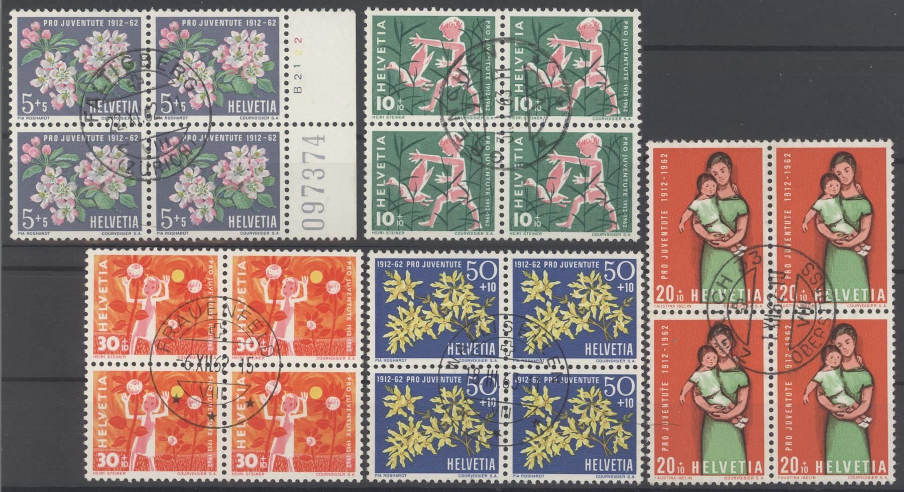 Pro Juventute: 1962, Pro Juventute, Viererblöcke, ET – Usato da Willisau venduto da Vollstempel
