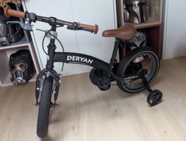 Deryan Kinderfahrrad Schwarz 12 Zoll mit Stützrädern guter Z