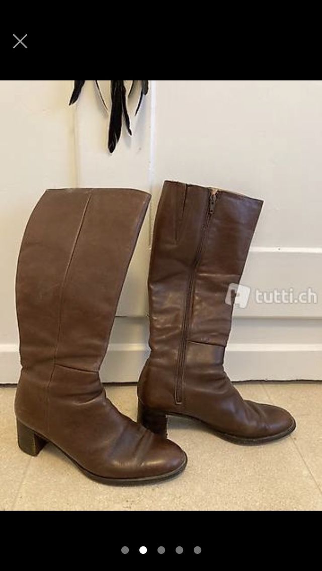 Scarpe da donna: Gefütterte Lederstiefel, Gr. 39 – Usato da Azmoos venduto da alix001 1