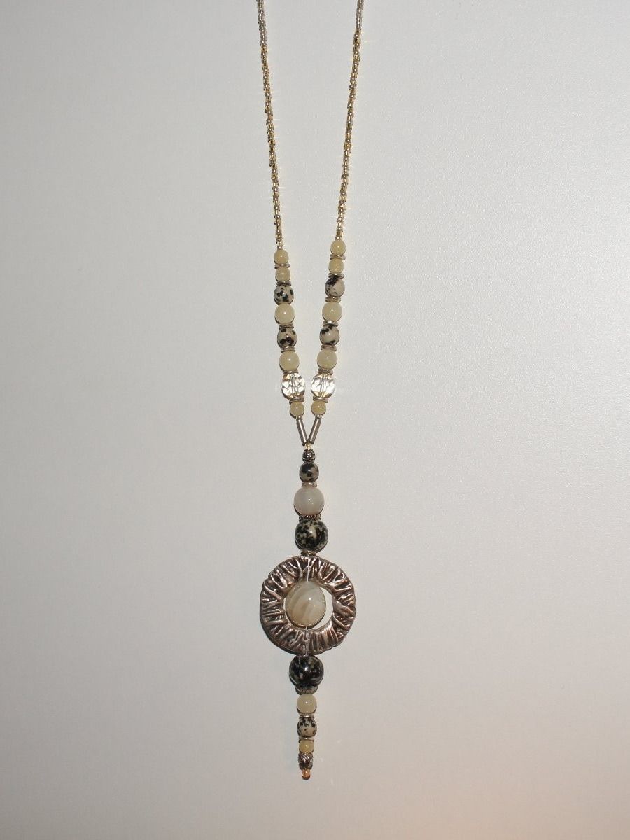 Catenine: Halskette Dalmatiner Jaspis/ gelbe Jade – Nuovo e nell'imballaggio originale da Kriens venduto da Wolly85 1