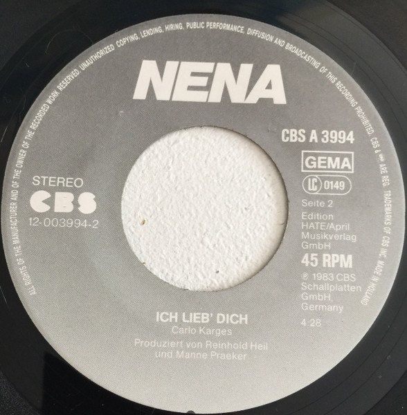 Schallplatten: Nena: ? (Fragezeichen) 7" – Gebraucht aus Steinhausen von Vilivinili 1