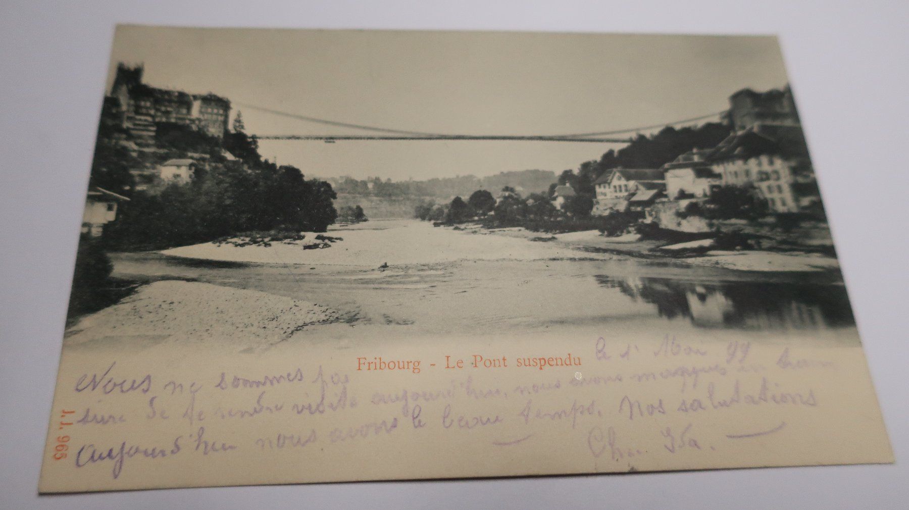 Cartoline postali: Fribourg - Le Pont suspendu  1899 – Usato da Cormoret venduto da Pascalll2001 1