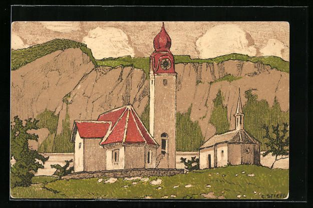 Cartoline postali: Sisikon, Ortsansicht mit Kirche – Usato da Berlin venduto da bartko-reher