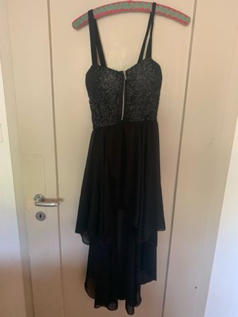 Schwarzes Kleid mit Pailletten und Reissverschluss Grösse S