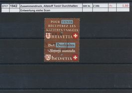 1942 Zusammendruck, "Altstoff Tenir / Durchhalten", gest.