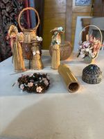 Dekoration Figuren Korb Kranz Vintage Set