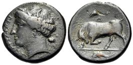 SICILY. Syracuse. AGATHOKLES AE coin (317-289 BC) - bull