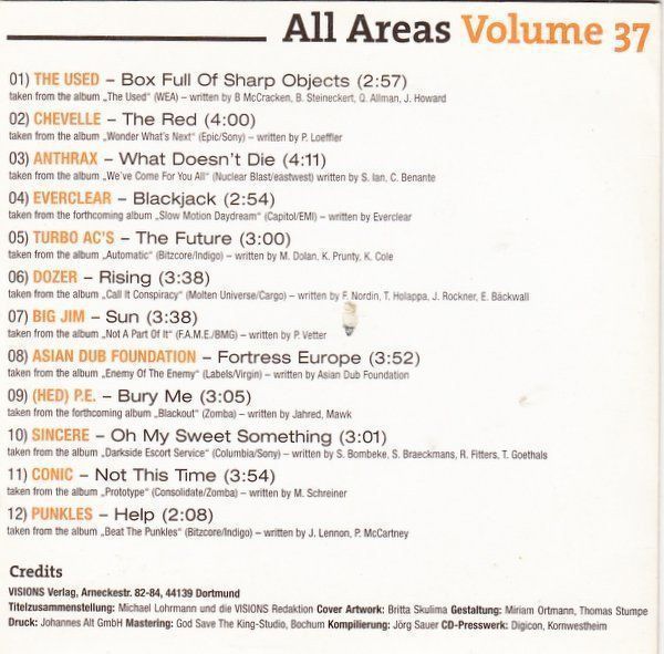 CD: All Areas Volume 37 F15 – Usato da Sessa venduto da fraenklishop 1