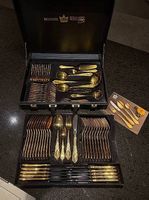 SBS Besteck Solingen 24K hartvergoldet, Modell Wien 69/70tl.