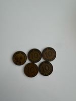 5 Münzen 10 Pfennig Deutschland diverse Jahrgänge gebraucht