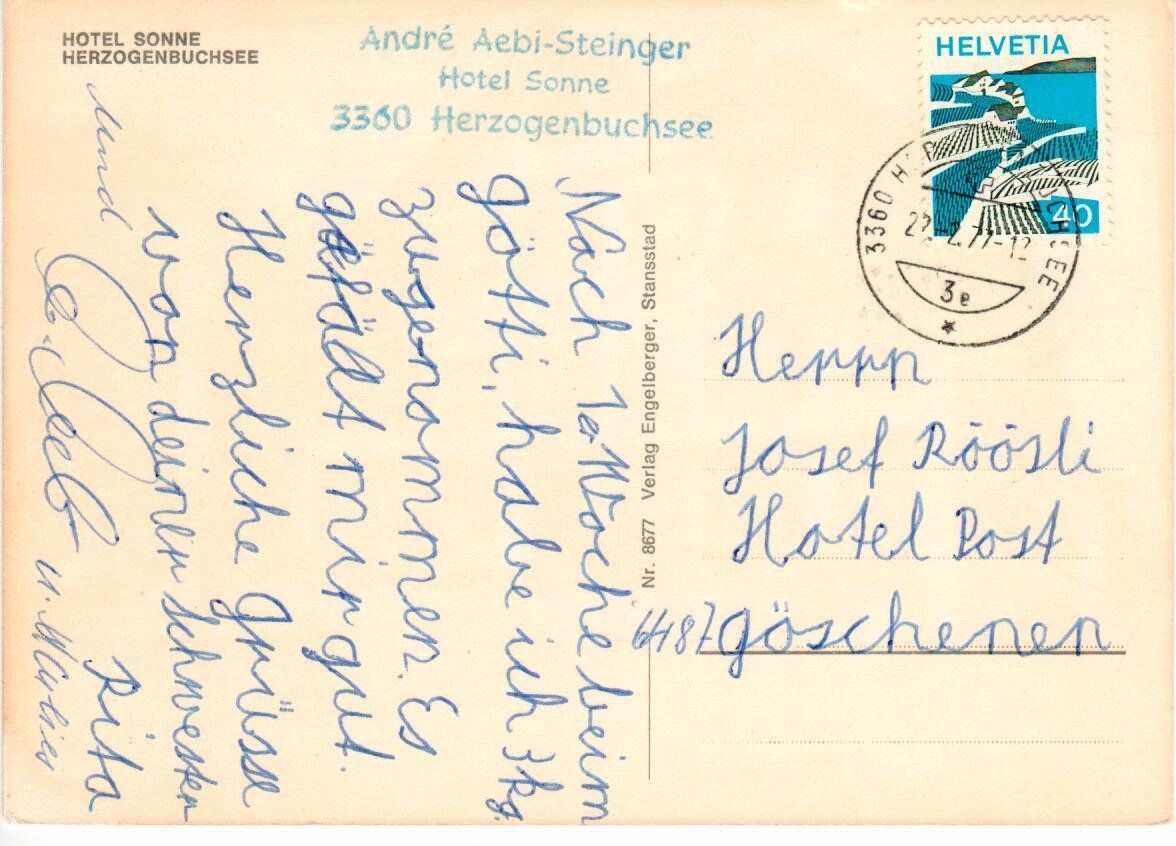 Cartoline postali: Hotel Sonne Herzogenbuchsee – Usato da Wolhusen venduto da Curver9 1