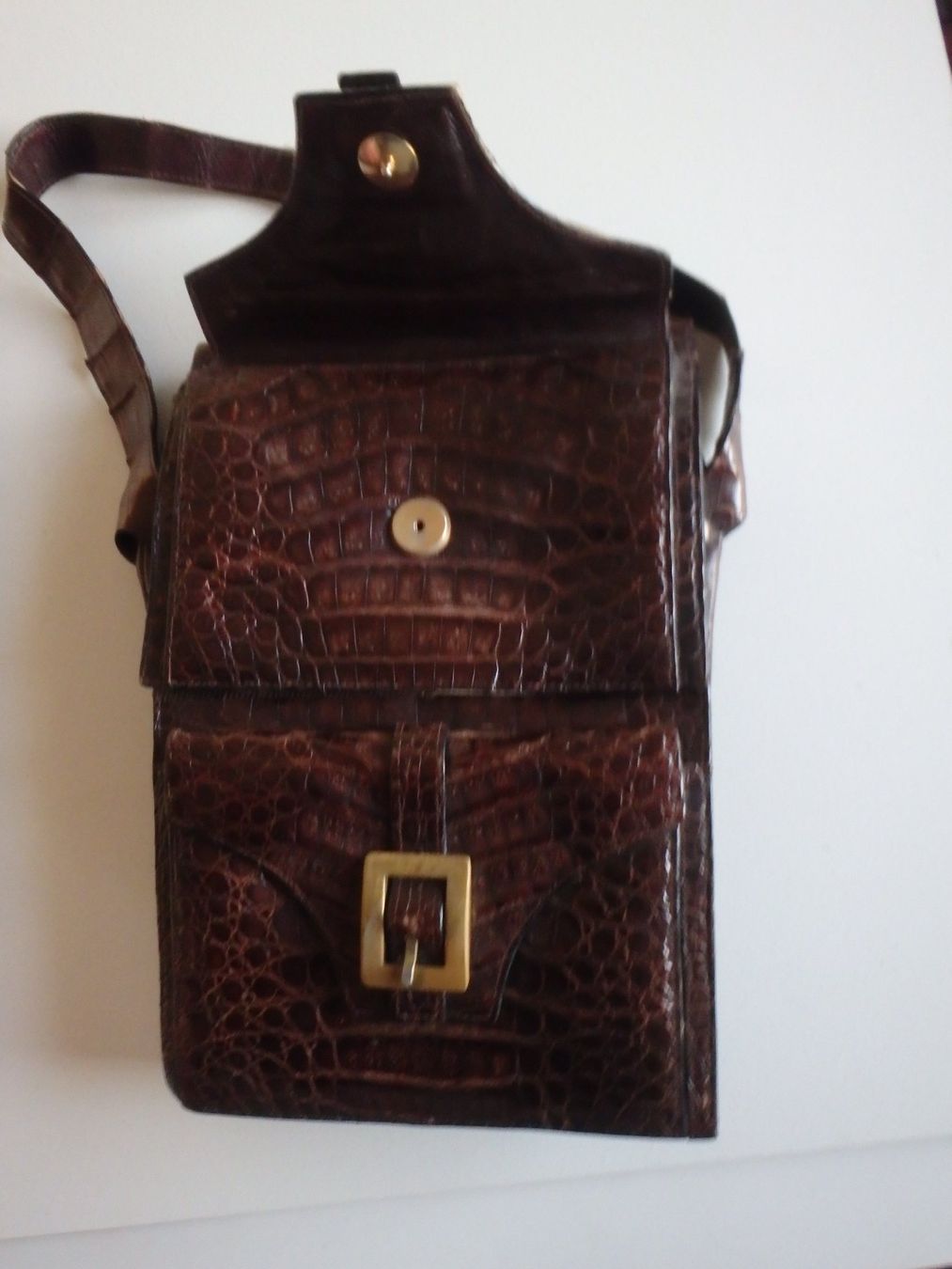 Borse: Vintage echt Kroko Herren oder Damen Tasche mit Doppelfach – Usato da Schöfflisdorf venduto da pullux 1