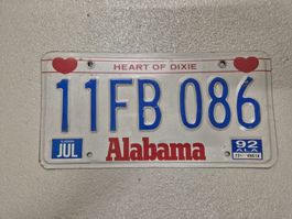 US-Kontrollschild Alabama