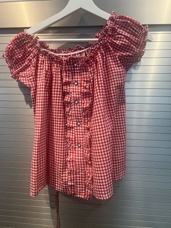 Dirndlbluse Karo rot/weiss Grösse XL mit Schnürung