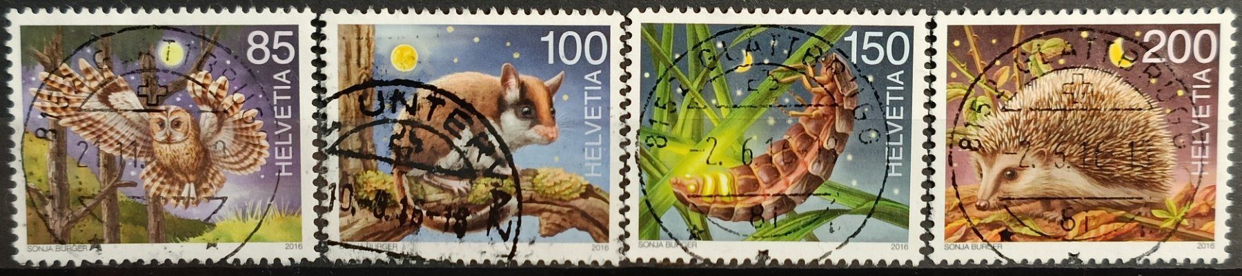 Alle Briefmarken: 2016 Nachtaktive Tiere Top Stempel – Gebraucht aus Dübendorf von goeggi79