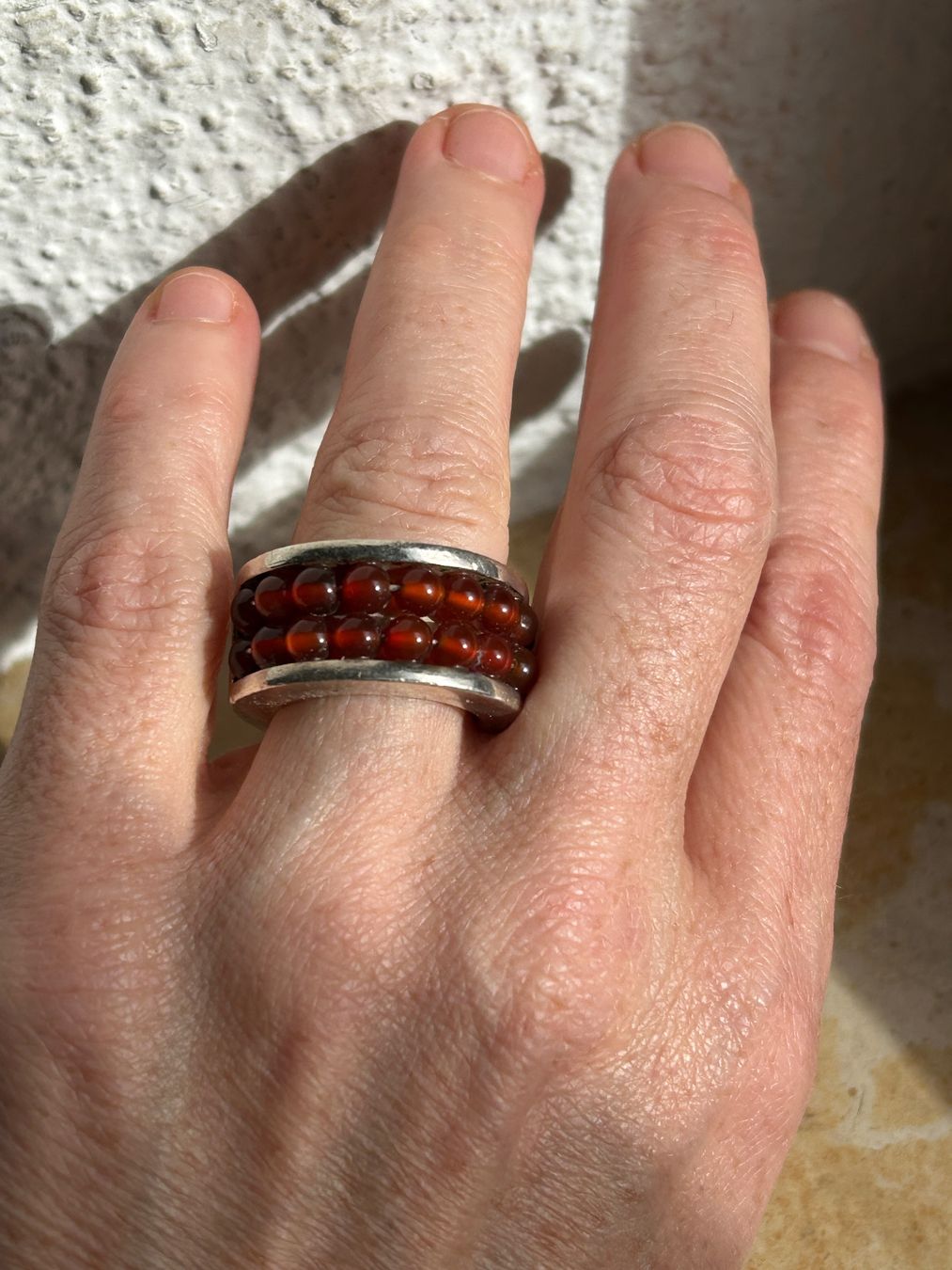 Ringe: Handgefertigter Ring, Silber mit roten Glasperlen (56) – Gebraucht aus Dittingen von Bijoubelle 1
