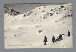 AU GRAND ST. BERNARD - UN SAUVETAGE. VUE ANIMÉE PAS CIRCULÉE
