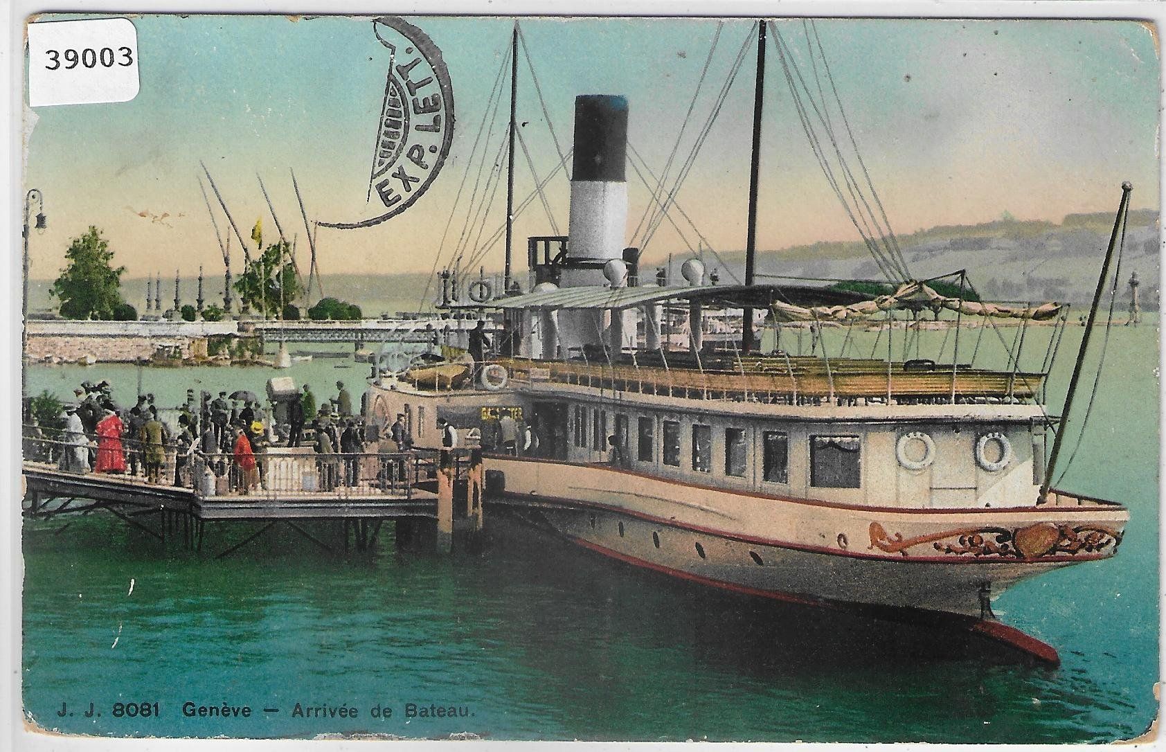 Ansichtskarten: Geneve - Arrivee de Bateau - Litho – Gebraucht aus Ettingen von Kartenplanet