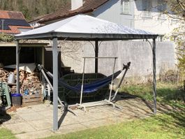 Gartenpavillon Metall grau demontiert komplett guter Zustand
