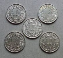 Lot ++ 5 Stück 1.- Franken 1955