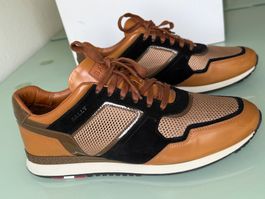 BALLY Logo Web Braun Kalbleder Low Top Sneakers 44