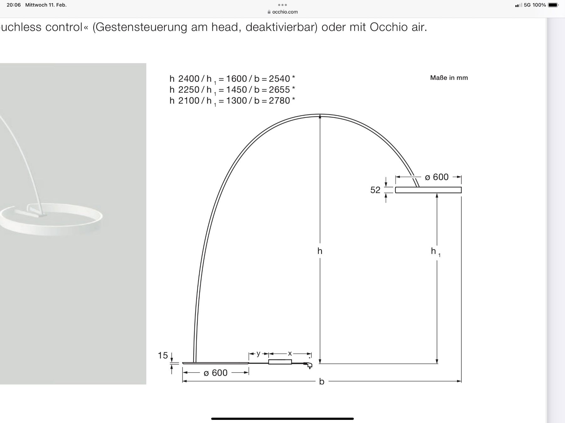Occhio Lampade: Bogenleuchte Mito Largo in phantom von Occhio – Nuovo e nell'imballaggio originale da Mönthal venduto da Priphi 2