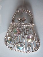 Brosche Handtasche vintage Look mit Strass-Steinen, Top!