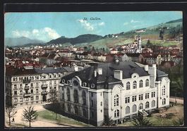 AK St. Gallen, Teilansicht mit Bergen
