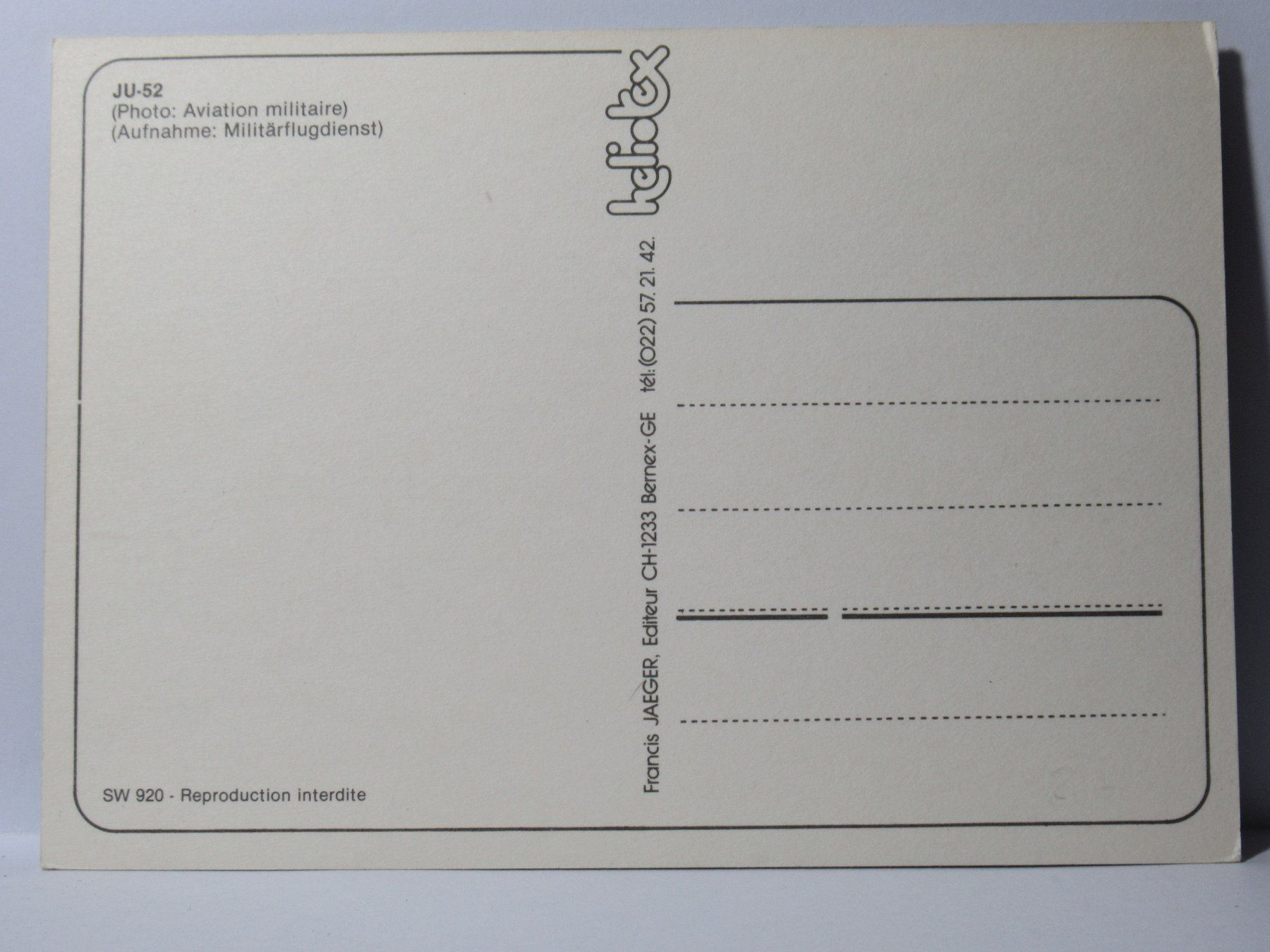 Cartes postales: Flugzeug , Ju - 52 – Neuf (Voir description) à Grenchen par Bluemchen1900 1