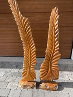 2 tolle Deko-Palmblätter aus rötlichem Holz 145/163 cm!