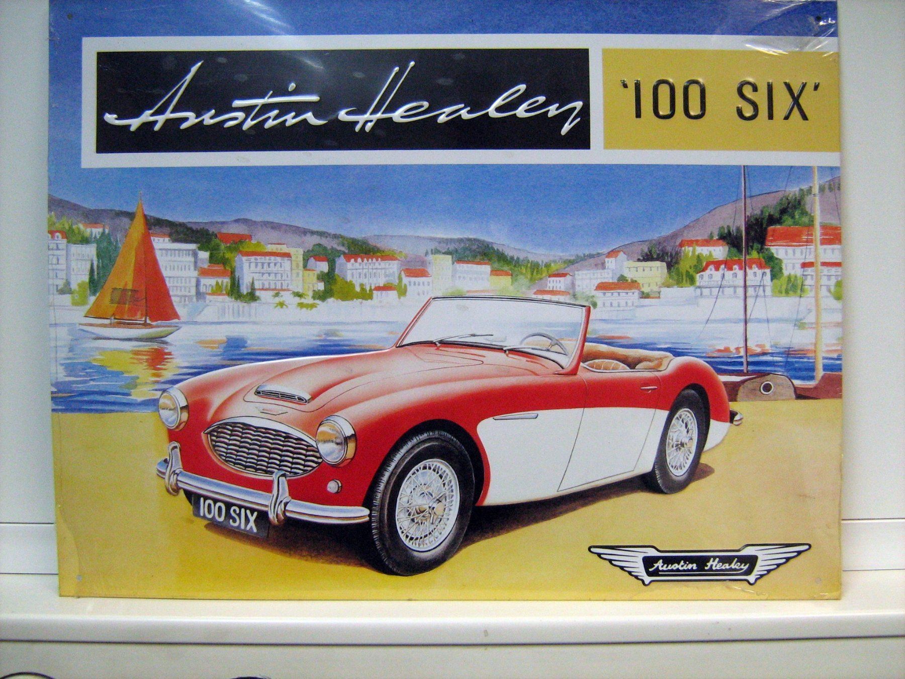 Insegne: Austin Healey 100 Six Blechschild – Nuovo e nell'imballaggio originale da Ottikon venduto da Gittli1