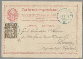 1873, 5 RP.-GS INS AUSLAND+Z/30, Voll-0 DACHSEN BLAU SELTEN