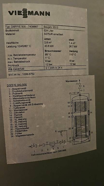 Viessmann Sanitär: 500 Liter Boiler von Viessmann – Gebraucht aus Wil SG von Dasche 2
