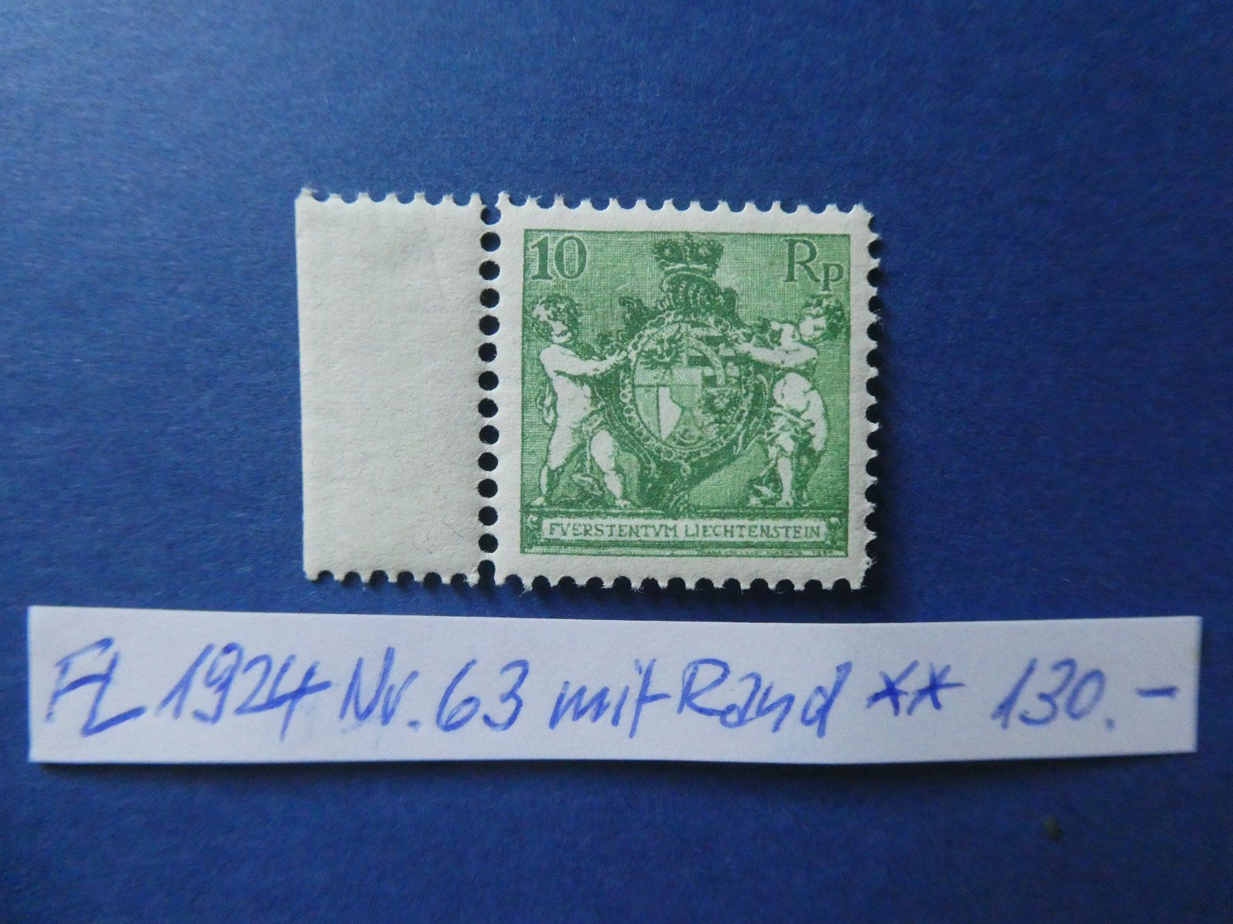 Tutti i francobolli: FL 1924 Nr. 63 mit Rand postfrisch ** – Usato da Lausen venduto da Herbamare01