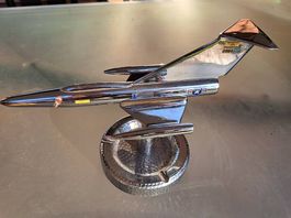 Aschenbecher verchromt mit Fantasy-Jet ('Starfighter')