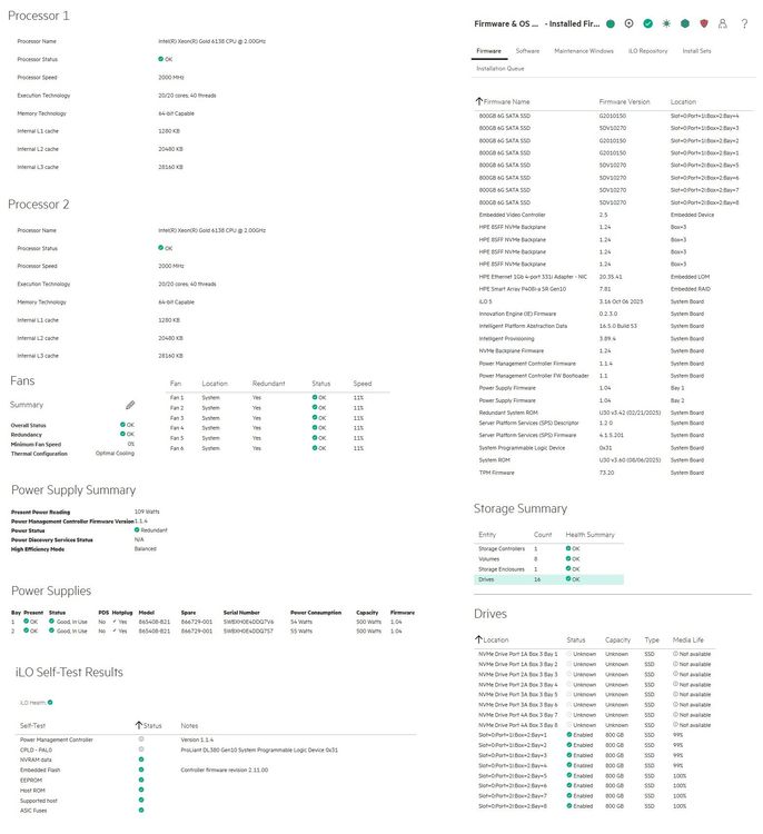 DL380 Gen10 G10 8+8 SFF, 2x 6138, 256GB, 6.4TB SSD, Rails (Gebraucht ...