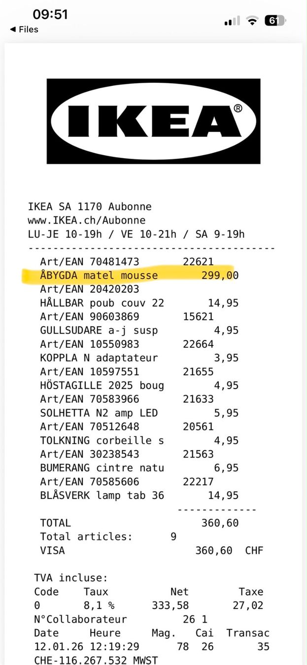 Ikea Matelas: Matelas Abygda – Neuf (Voir description) à Renens VD par mar_mz5y 2