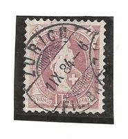 stehehende Helvetia 1Fr. lila gest. Zu#71A Mi#563XA [5B4]