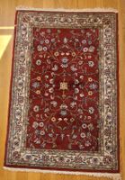 Orientteppich handgeknüpft rot Blumenmuster guter Zustand