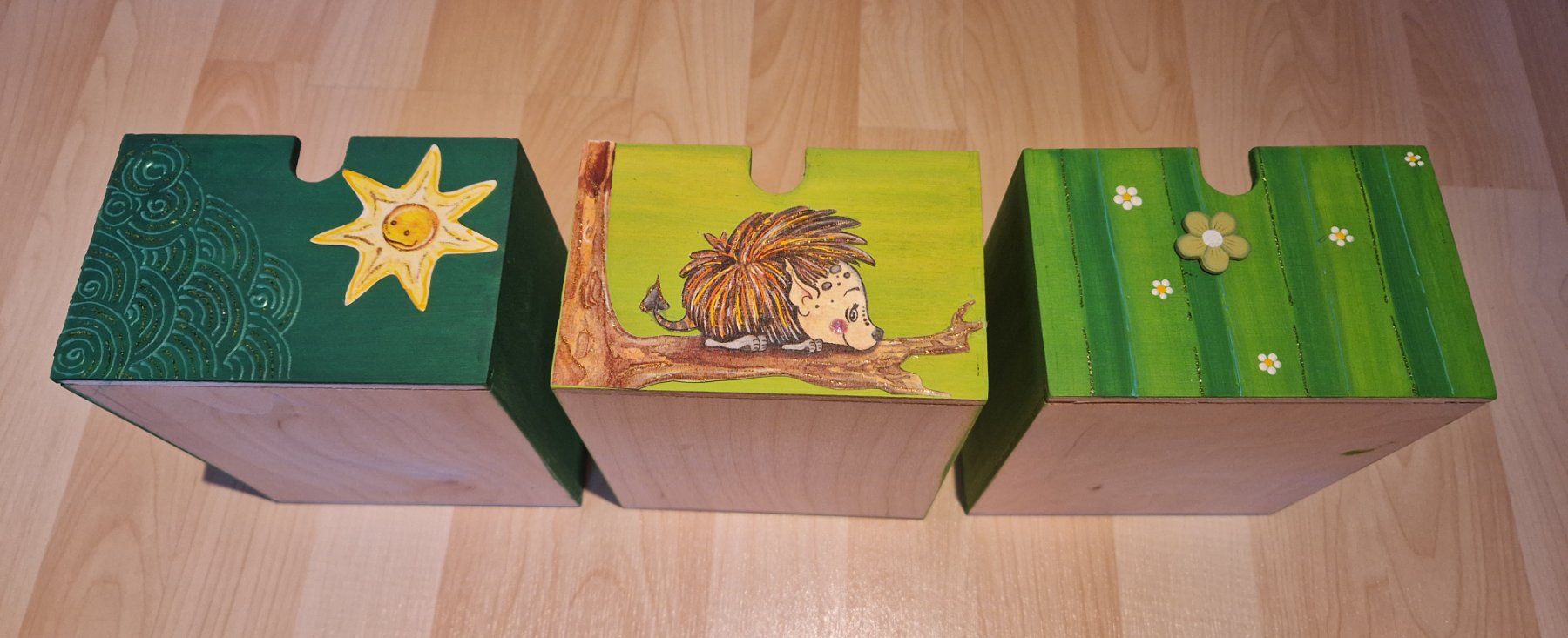 Casse di trasporto: 3 Holzboxen mit Motiven – Usato da Trin - Mulin venduto da Mss3 2