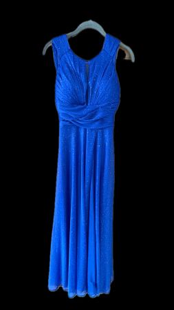 Italienisches Abendkleid blau mit dezentem Glitzer Gr. 36
