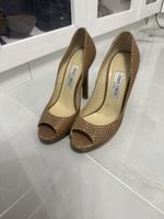 Jimmy Choo Peep-Toe Pumps beige Schlangenleder Gr 39